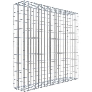 Leere Gabiona C-Ring-Gabione, 100x100x20 cm, Maschenweite 5x10 cm, aus verzinktem Draht.