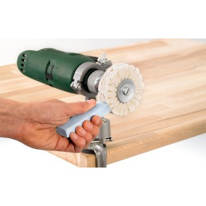 LUX Polier-Set, 6-teilig, mit Bohrmaschine und Polierpaste für Metall- und NE-Metall-Oberflächen.