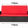 Rotes Gartenkissen-Set für 2-Sitzer Polyrattan-Gartensofa, 110x50 cm, bequeme Sitzauflage.
