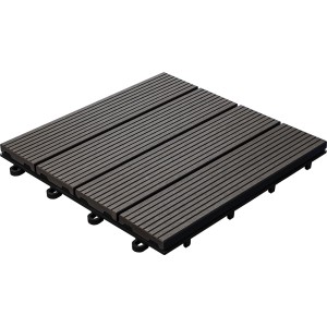 Anthrazitfarbene Florco WPC Klickfliese (6 Stk.) aus Kunststoff/Holz, 30x30 cm für Terrasse & Balkon.