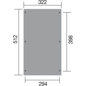 Skizze Weka Flachdach-Einzelcarport 617, Maße 322x512 cm, ohne Dachplatten.