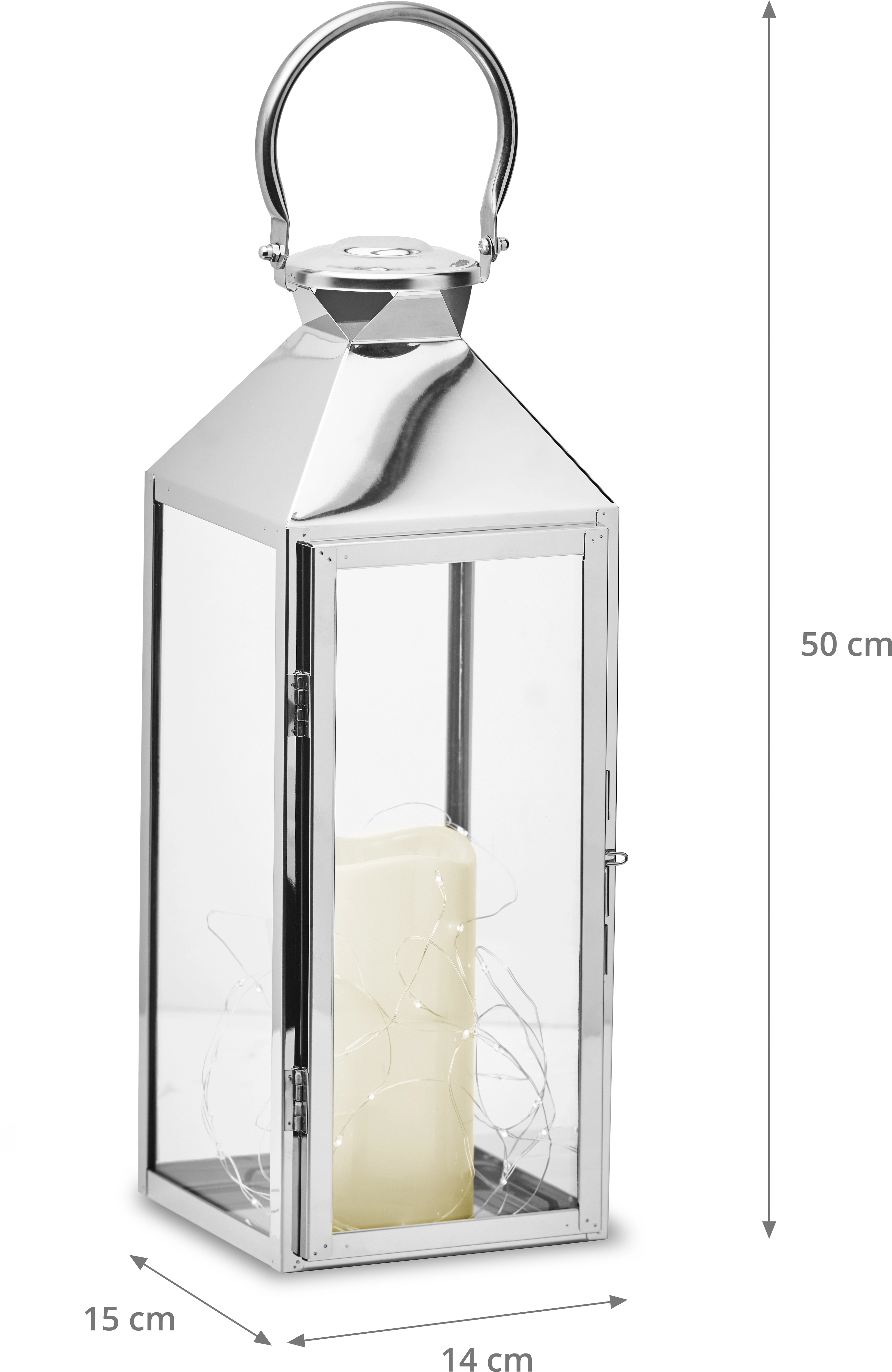 Amare Edelstahl Laterne mit LED-Kerze 15 cm x 14 cm x 40 cm kaufen bei OBI