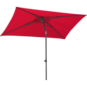 Roter Schneider Marktschirm (240x140 cm) mit Knickfunktion für flexible Schattenausrichtung.