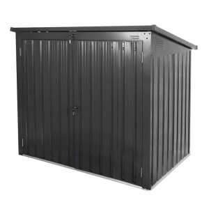 Zipper Mülltonnen-Box Metall ZI-MTB2 in Anthrazit für 2 Tonnen. Robuste Aufbewahrungsbox aus Stahlblech, abschließbar.