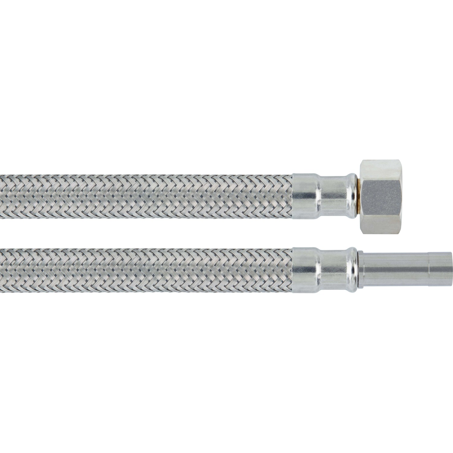 Flexibler Verbindungsschlauch aus Edelstahl, 14,9 mm (G 3/8) x 10 mm, 300 mm lang.