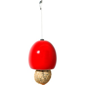 Keramik-Meisenknödelhalter, rot, mit Meisenknödel, zum Aufhängen, für Vogelhäuser.