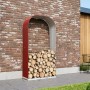 Vitavia Kaminholzregal Ardor 401 hoch Rubin, gefüllt mit Holzscheiten. Witterungsbeständiger Holzunterstand.