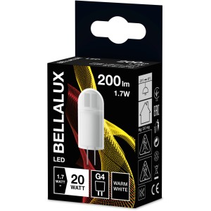 Bellalux G4 LED-Leuchtmittel, 1,8W, warmweiß, in Produktverpackung.
