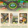 AIYAPLAY Spielmatte mit farbigem Stadtplan-Design: Straßen, Gebäude, Brunnen. Rutschfeste Bodenmatte aus Kunstfasern für Kinder.