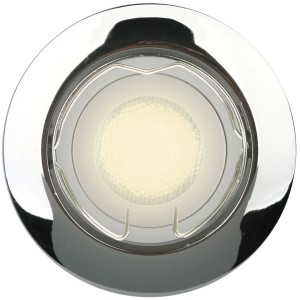 LED-Einbauleuchte im 3er-Set, Chrom-Optik. Strahler aus Aluminium mit runder Form.