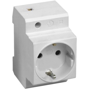 Weiße Steckdose 16A 250V für Verteilereinbau im Verteilerkasten.