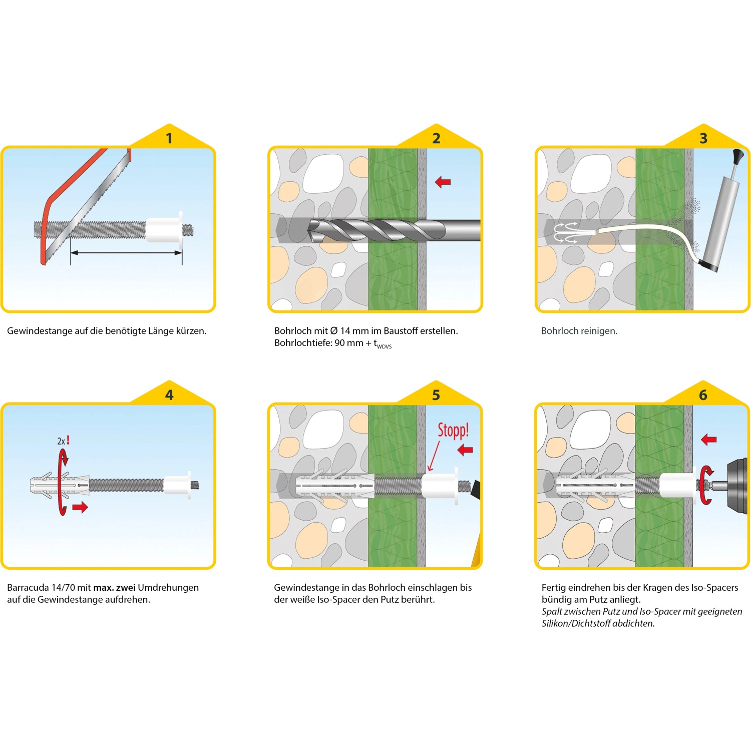 Anleitung: Schellenberg Abstandsmontagesystem für Dämmung 50-120mm, 2er Set für Rollos & Raffrollos.