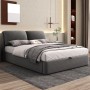 okwish Polsterbett 140x200cm mit 3 Schubladen Schlafzimmer Grau ohne Matratze_3
