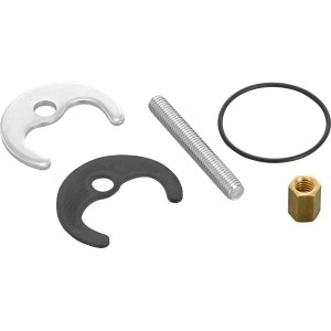 Befestigungsset für Armaturen mit Schraube, Muttern, Scheiben und Dichtring.