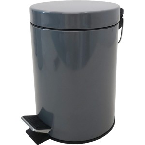 Dunkelgrauer MSV Treteimer, 3 Liter, aus Metall für Bad & WC.