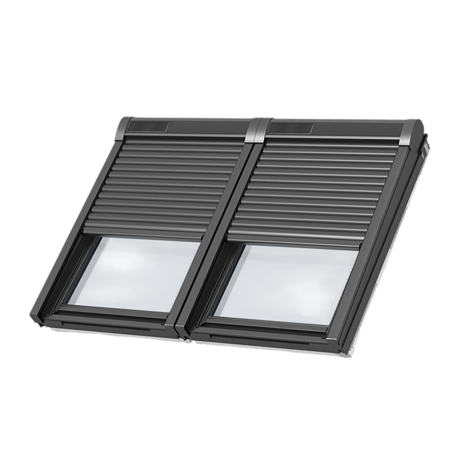 Rolladen Solarantrieb Modular CK02 Alu für Dachfenster, geschlossen.