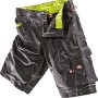 Bullstar Arbeitsshort Ultra, schwarz-lime, Gr. 46, mit vielen Taschen und Reflexelementen.