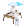 Axi Sand- und Wassertisch Linda mit Sonnenschirm, Kinder spielen im Sandkasten mit Spielküche.