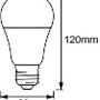 Skizze Ledvance Smart Home Set: CLA60 RGBW Lampe, Maße 120x60mm.