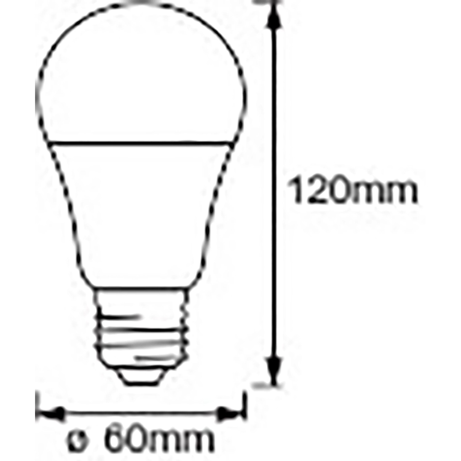 Skizze Ledvance Smart Home Set: CLA60 RGBW Lampe, Maße 120x60mm.