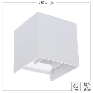 Weiße, eckige LED`s light Außenwandleuchte für stimmungsvolle Beleuchtung im Garten.