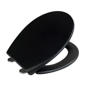 Schwarzer Wenko Premium WC-Sitz Ikaria mit Absenkautomatik aus Duroplast.
