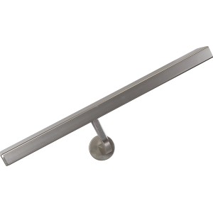 Aluminium Handlauf, 2000 mm lang, mit Halterung für die Wandmontage.