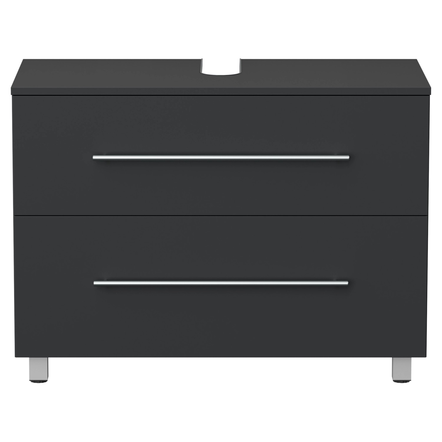 Posseik Waschbeckenunterschrank Mondial Universal, 85 cm, Grafit, mit zwei Schubladen und Standfüßen.