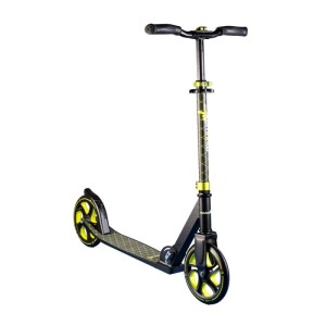 Muuwmi Aluminium Scooter Pro Tretroller in Schwarz-Lime. Höhenverstellbar für Kinder & Erwachsene mit 215 mm Rollen.