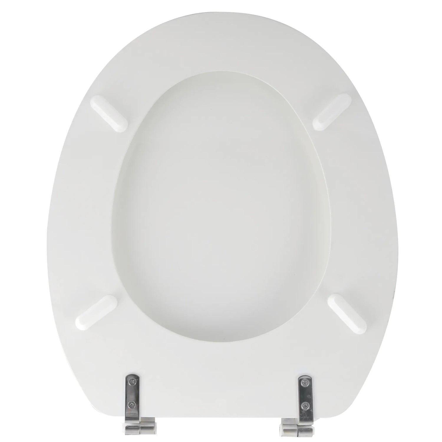 Weißer MSV WC-Sitz Cleo aus MDF mit Edelstahl-Scharnieren, 45x37x5,6 cm.