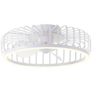 Weiße LED-Deckenleuchte Capo mit Ventilator, Ø 48 cm. Modernes Design mit integriertem Ventilator.