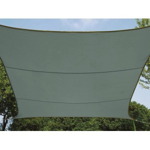 Quadratisches, grün-graues Sonnensegel 3,6x3,6m für Garten oder Terrasse.