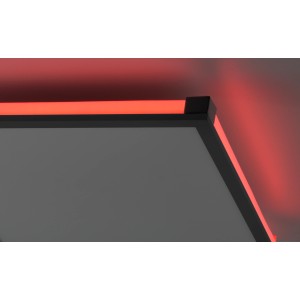 Just Light LED-Deckenleuchte Mario, 45x45cm, mit RGB-Beleuchtung und schwarzem Rahmen.