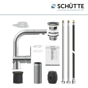 Schütte Waschtischarmatur London Chrom mit Brause und Zubehör.