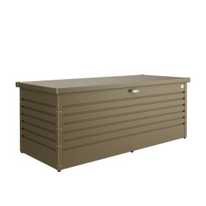Biohort FreizeitBox 180 Bronze-Metallic. Robuste Universalbox aus Stahlblech mit Rillenstruktur und Schloss.