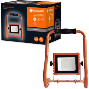Ledvance LED-Arbeitsleuchte Worklight mit Batterie, 10W, orangefarbenes Gestell.