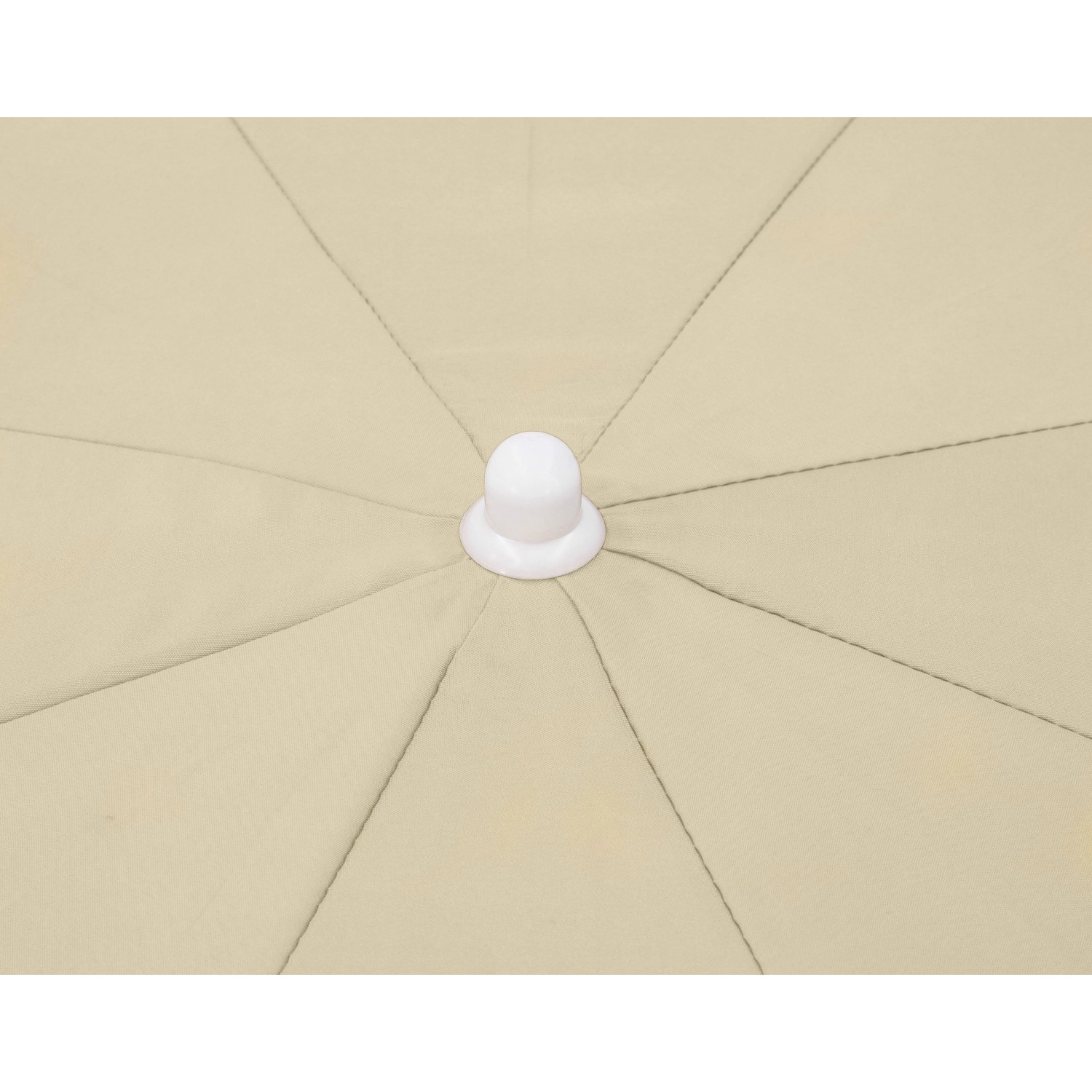 Detailaufnahme: Naturfarbener Schneider Balkonschirm Ibiza, Ø 240 cm, mit Push-Up Mechanik.