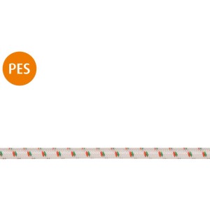 Conacord Gummi-Seil, PES-umflochten, Ø 6mm, weiß-grün-orange, Meterware.