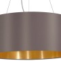 Eglo Pendelleuchte Maserlo, 3-flammig, Cappuccino Stoffschirm, goldene Innenseite.