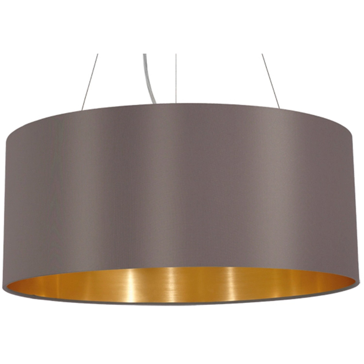 Eglo Pendelleuchte Maserlo, 3-flammig, Cappuccino Stoffschirm, goldene Innenseite.