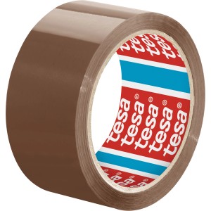 Tesa Pack Paketband Solid & Strong, braunes Klebeband für sicheres Verpacken.