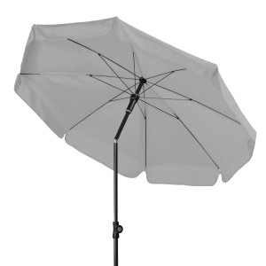 Hellgrauer Doppler Balkonschirm Sunline, Ø 150 cm, mit Knickfunktion für flexible Ausrichtung.