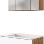 Held Möbel Waschtisch-Set Bari, 80 cm, matt Weiß und Wotaneiche, mit Spiegelschrank und LED-Leuchte.