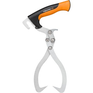 Fiskars WoodXpert Handpackzange zum Heben und Transportieren von Holzstämmen.