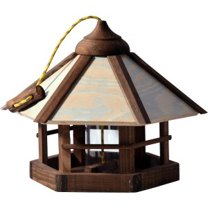 Dobar Design Vogelhaus Camouflage mit Futter-Silo aus Holz und Acrylglas, 35x35x29cm.