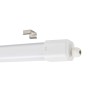 Weiße Eglo LED-Feuchtraumleuchte Slim 110,5 cm mit Endkappe und Montageclip. IP65, für innen und außen geeignet.