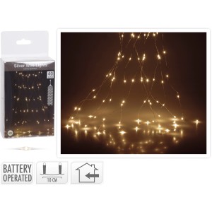 LED Lichterkette Schweif mit 40 warmweißen LEDs an Silberdraht für den Innenbereich.