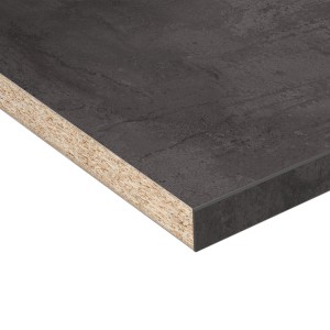 Kaindl Arbeitsplatte Rusty Iron Ocean, dunkle Küchenarbeitsplatte mit Steindekor und gerader Kante.