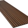 Akustikpaneel Lux Walnuss, MDF mit schwarzem Filz, 60x240cm. Schallabsorbierende Wandverkleidung.