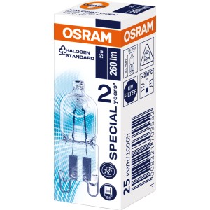 Osram Speziallampe Oven Pin G9, 25W, Warmweiß, für Backöfen bis 300°C.